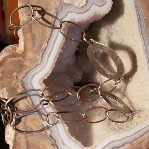 Silpada Hammered Oxidized Sterling Silver Oval Chain Link Necklace - Picture 2 of 3